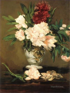 フラワーズ Painting - 花瓶の中の牡丹 エドゥアール・マネ 印象派の花